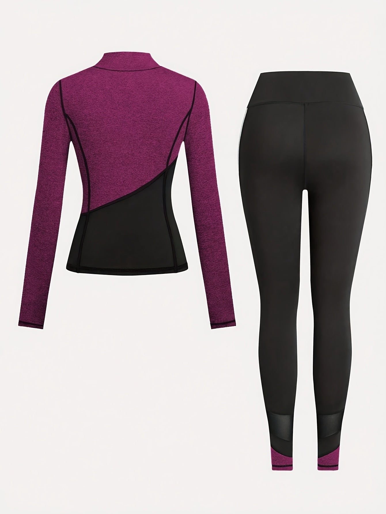 Women'S Two-Tone Running Fitness Leggings & Tank Top Set - Black & Pink, Stretchy Material, Zipper Detail, Perfect for Yoga & Casual Wear, Casual Wear Leggings|Stretchy Fabric Leggings|Zippered Leggings