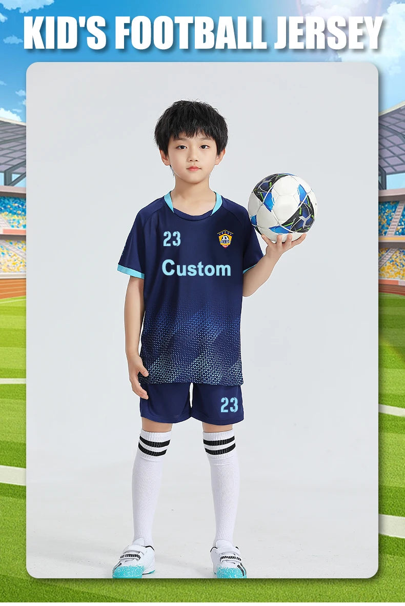 Children Football Jerseys Shorts Boys Girls Soccer Clothes Set Short Sleeve Football Uniforms Kids Soccer Tracksuit Jersey 7712