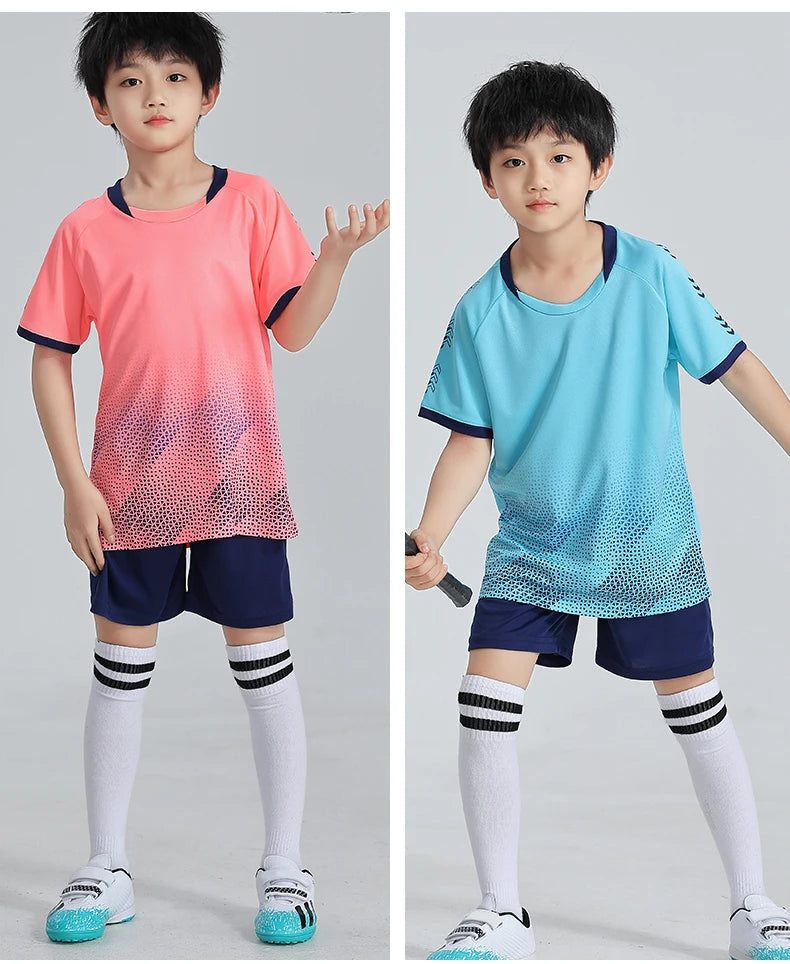 Children Football Jerseys Shorts Boys Girls Soccer Clothes Set Short Sleeve Football Uniforms Kids Soccer Tracksuit Jersey 7712