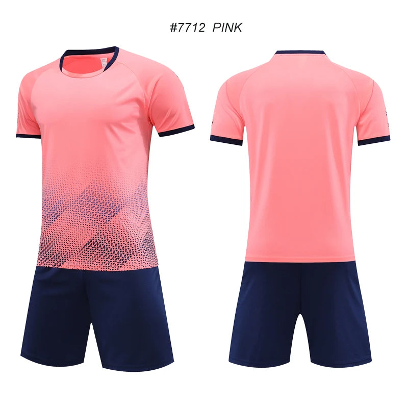Children Football Jerseys Shorts Boys Girls Soccer Clothes Set Short Sleeve Football Uniforms Kids Soccer Tracksuit Jersey 7712