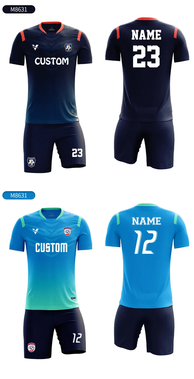 Wholesale Custom Design Breathable Comfortable Soccer Jersey Kits Team Soccer Sports Uniforms Men Football Uniform Sets M8631