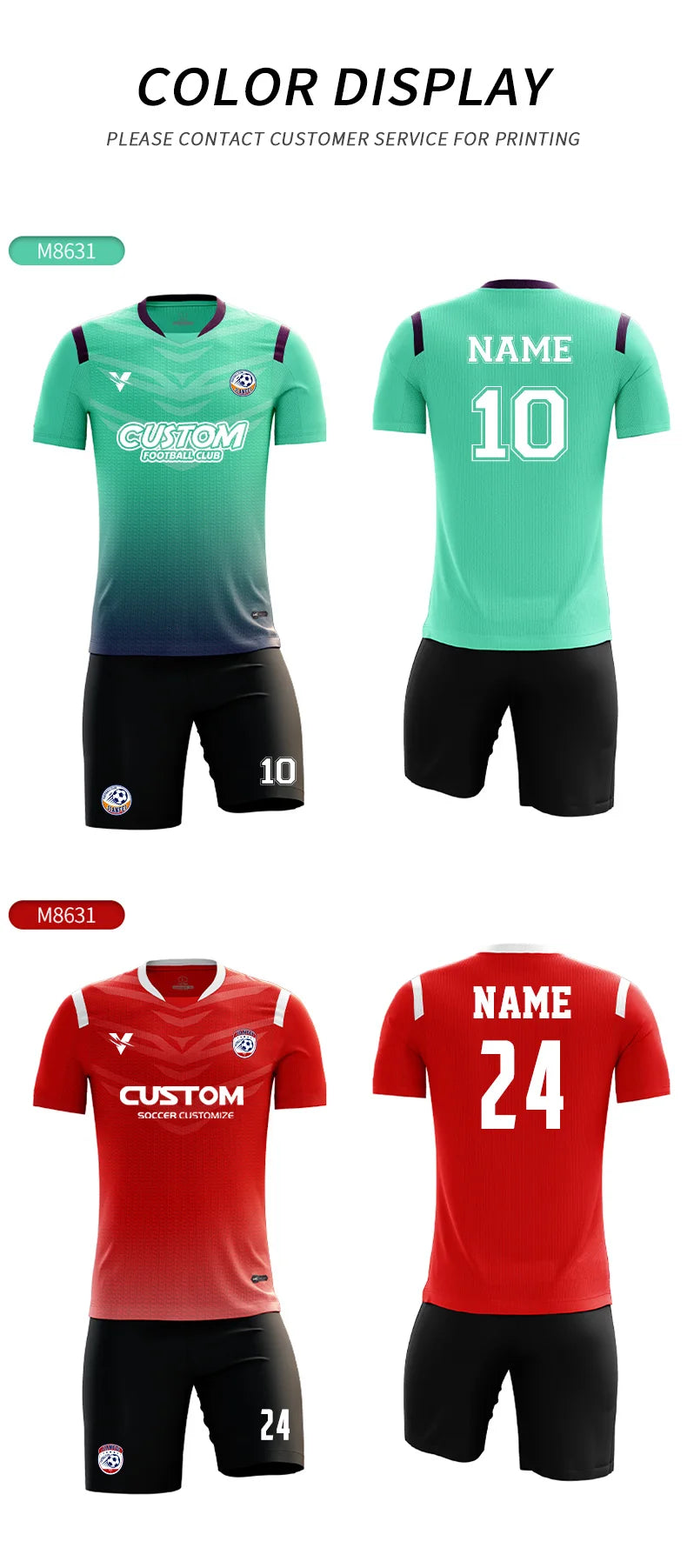 Wholesale Custom Design Breathable Comfortable Soccer Jersey Kits Team Soccer Sports Uniforms Men Football Uniform Sets M8631