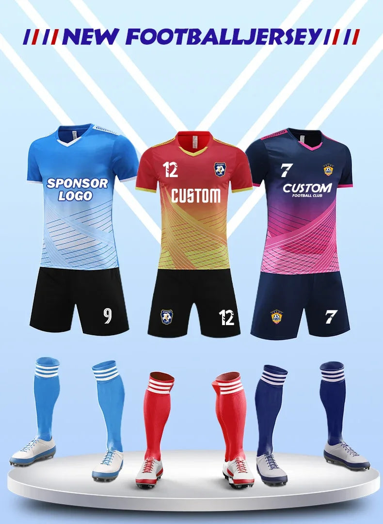 Soccer Jersey Custom Sets sublimation original Design Training kits Football uniform t-Shirt sport team For kids for Men XY233