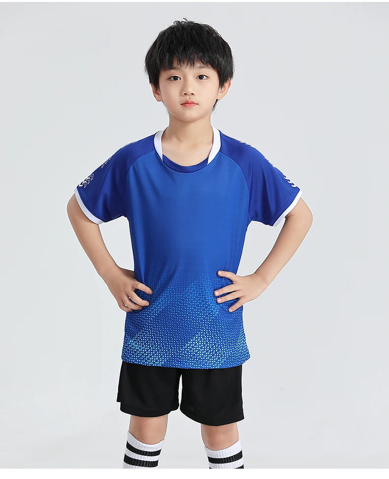 Children Football Jerseys Shorts Boys Girls Soccer Clothes Set Short Sleeve Football Uniforms Kids Soccer Tracksuit Jersey 7712