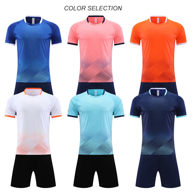 Children Football Jerseys Shorts Boys Girls Soccer Clothes Set Short Sleeve Football Uniforms Kids Soccer Tracksuit Jersey 7712