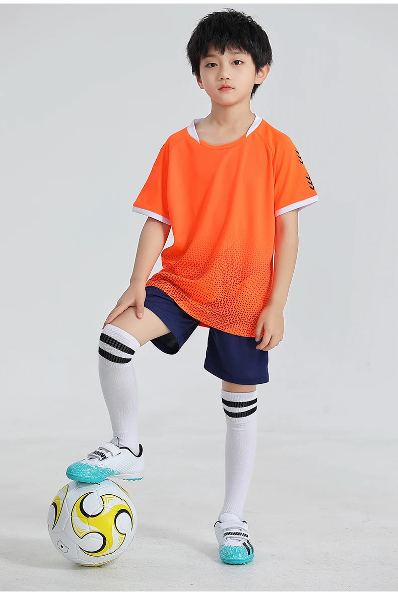 Children Football Jerseys Shorts Boys Girls Soccer Clothes Set Short Sleeve Football Uniforms Kids Soccer Tracksuit Jersey 7712