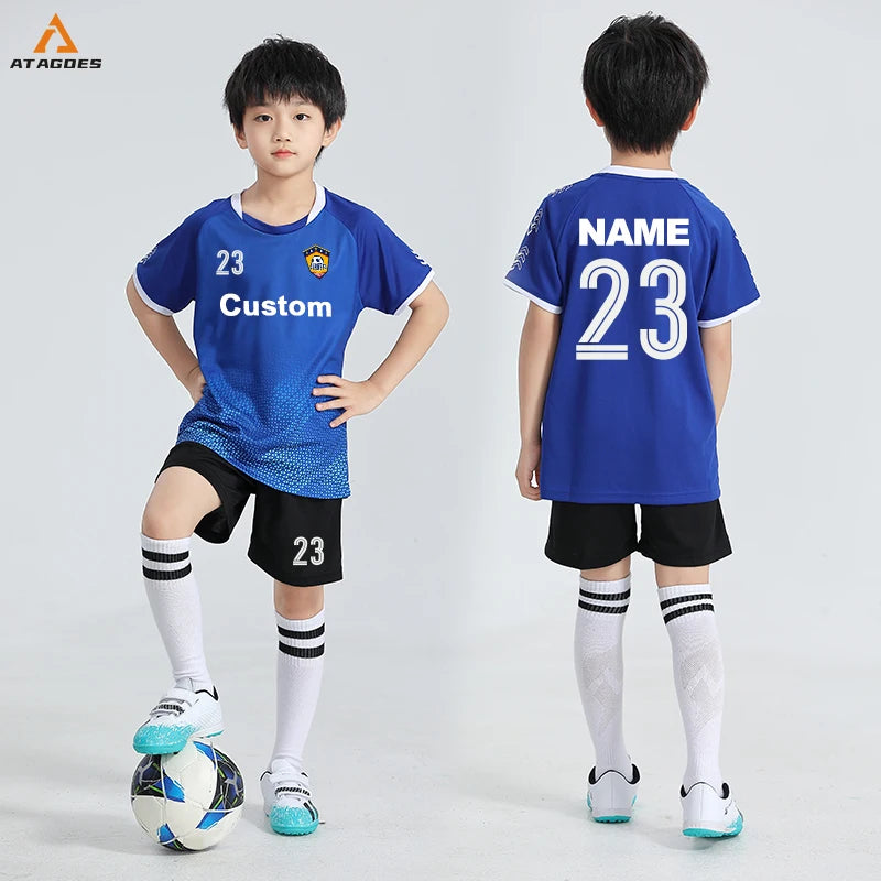Children Football Jerseys Shorts Boys Girls Soccer Clothes Set Short Sleeve Football Uniforms Kids Soccer Tracksuit Jersey 7712