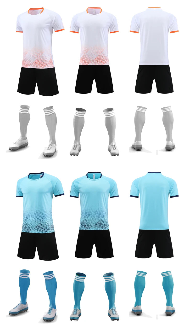 Children Football Jerseys Shorts Boys Girls Soccer Clothes Set Short Sleeve Football Uniforms Kids Soccer Tracksuit Jersey 7712