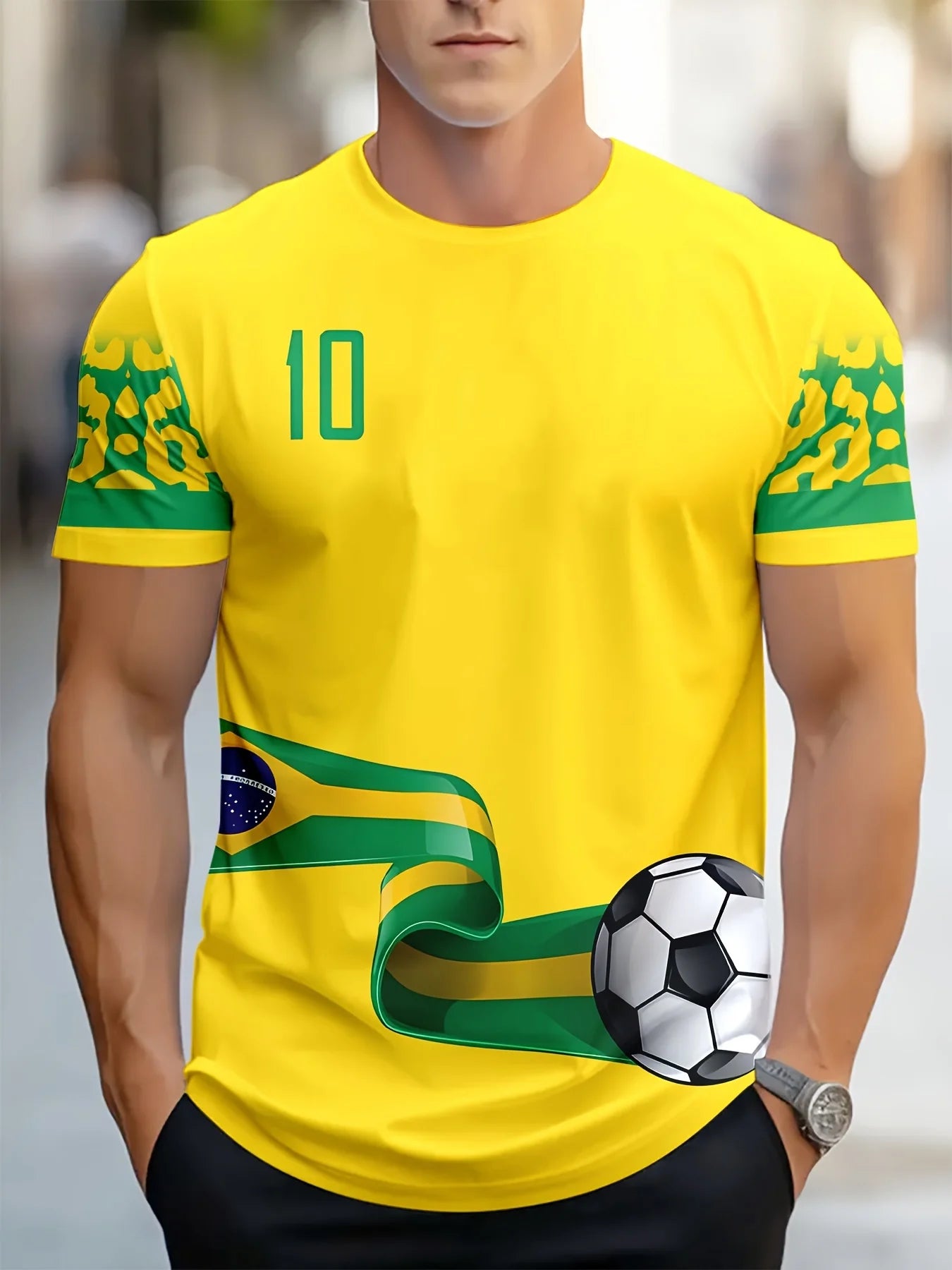 Men's 3D Soccer Print T-Shirt - Breathable Lightweight & Comfortable | Perfect for Outdoor Sports & Casual Wear Spring Autumn