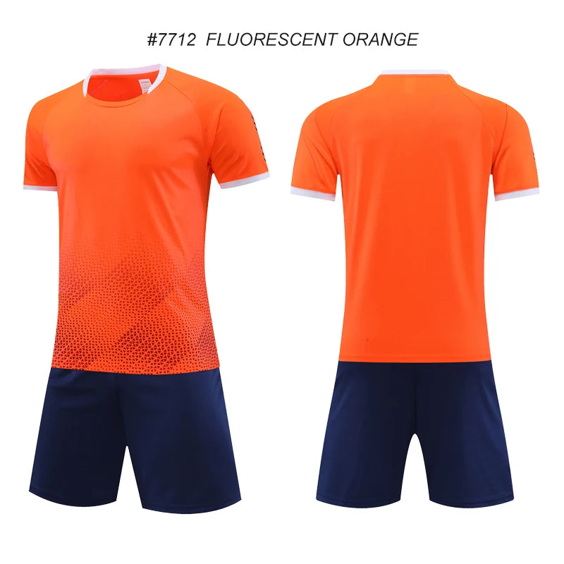 Children Football Jerseys Shorts Boys Girls Soccer Clothes Set Short Sleeve Football Uniforms Kids Soccer Tracksuit Jersey 7712