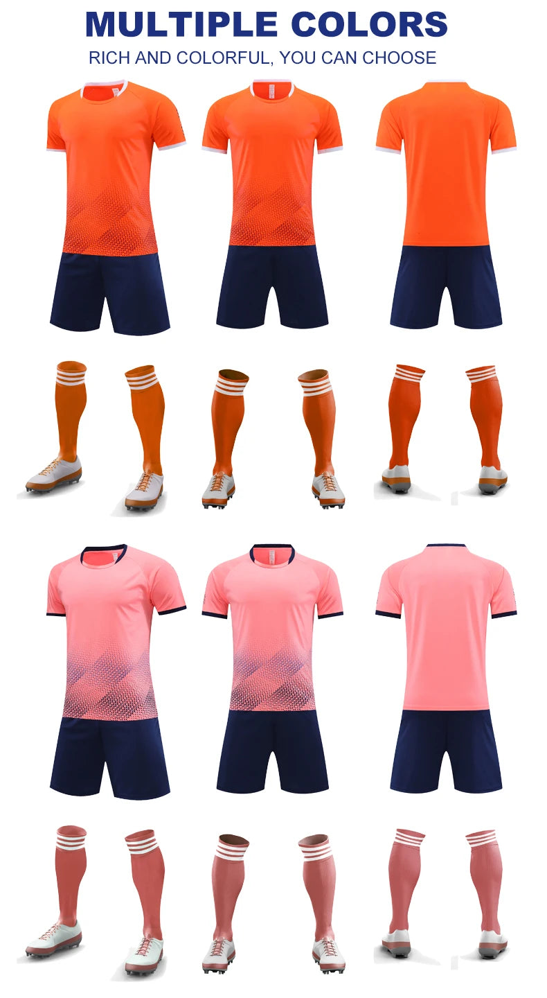 Children Football Jerseys Shorts Boys Girls Soccer Clothes Set Short Sleeve Football Uniforms Kids Soccer Tracksuit Jersey 7712