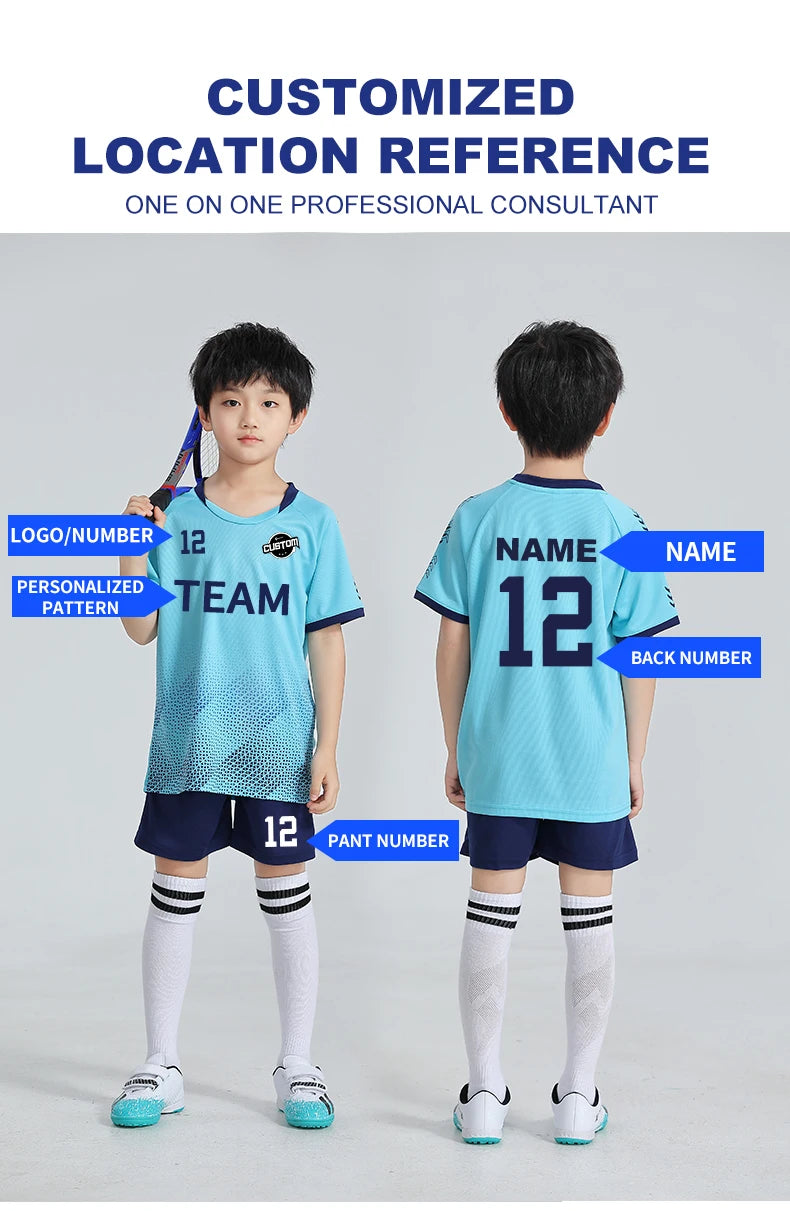 Children Football Jerseys Shorts Boys Girls Soccer Clothes Set Short Sleeve Football Uniforms Kids Soccer Tracksuit Jersey 7712