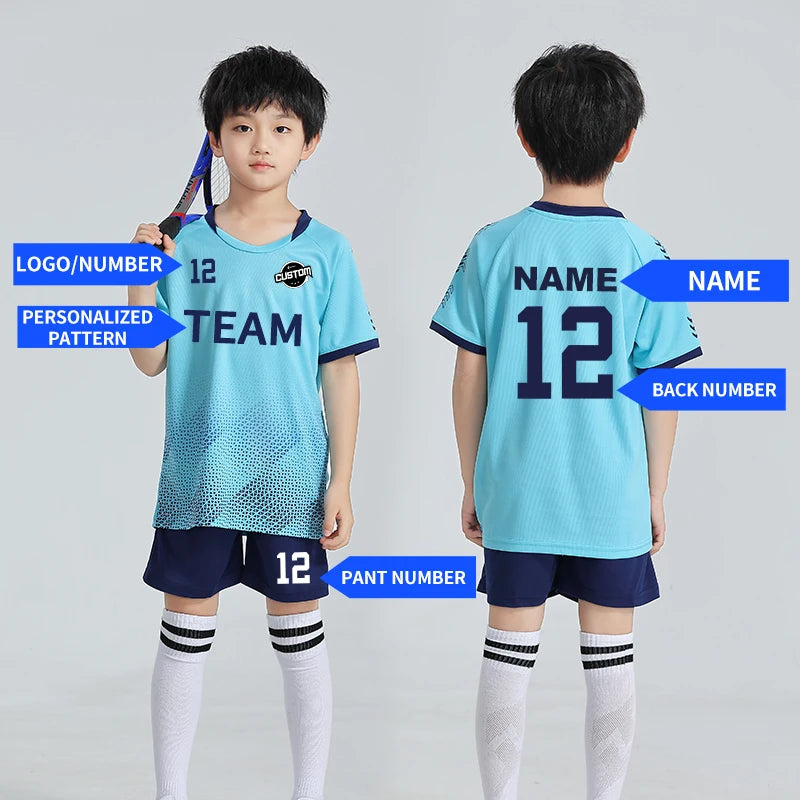 Children Football Jerseys Shorts Boys Girls Soccer Clothes Set Short Sleeve Football Uniforms Kids Soccer Tracksuit Jersey 7712