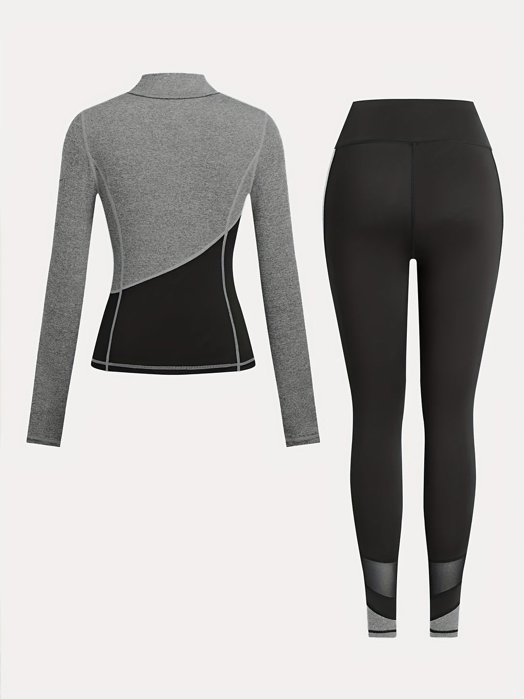 Women'S Two-Tone Running Fitness Leggings & Tank Top Set - Black & Pink, Stretchy Material, Zipper Detail, Perfect for Yoga & Casual Wear, Casual Wear Leggings|Stretchy Fabric Leggings|Zippered Leggings