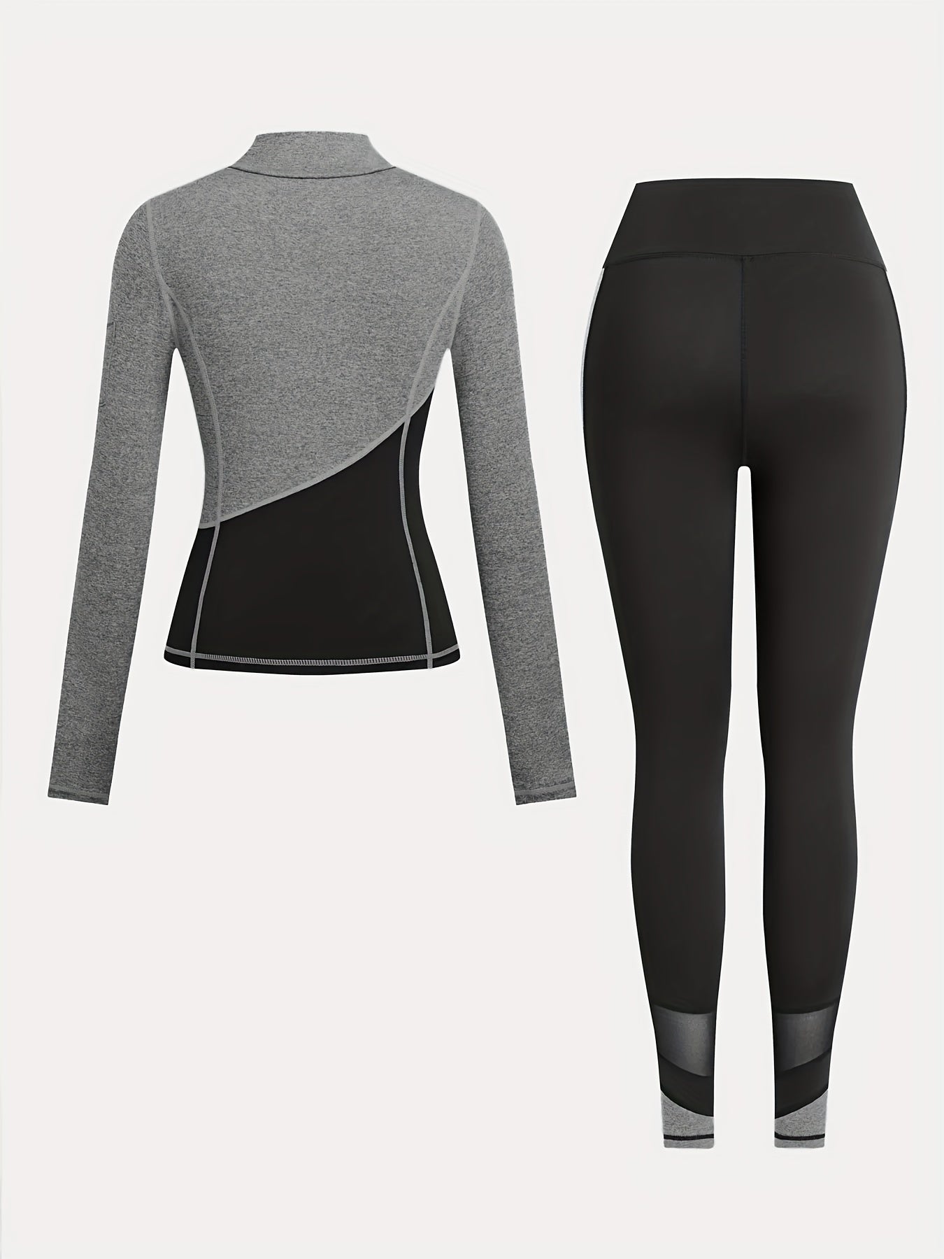 Women'S Two-Tone Running Fitness Leggings & Tank Top Set - Black & Pink, Stretchy Material, Zipper Detail, Perfect for Yoga & Casual Wear, Casual Wear Leggings|Stretchy Fabric Leggings|Zippered Leggings